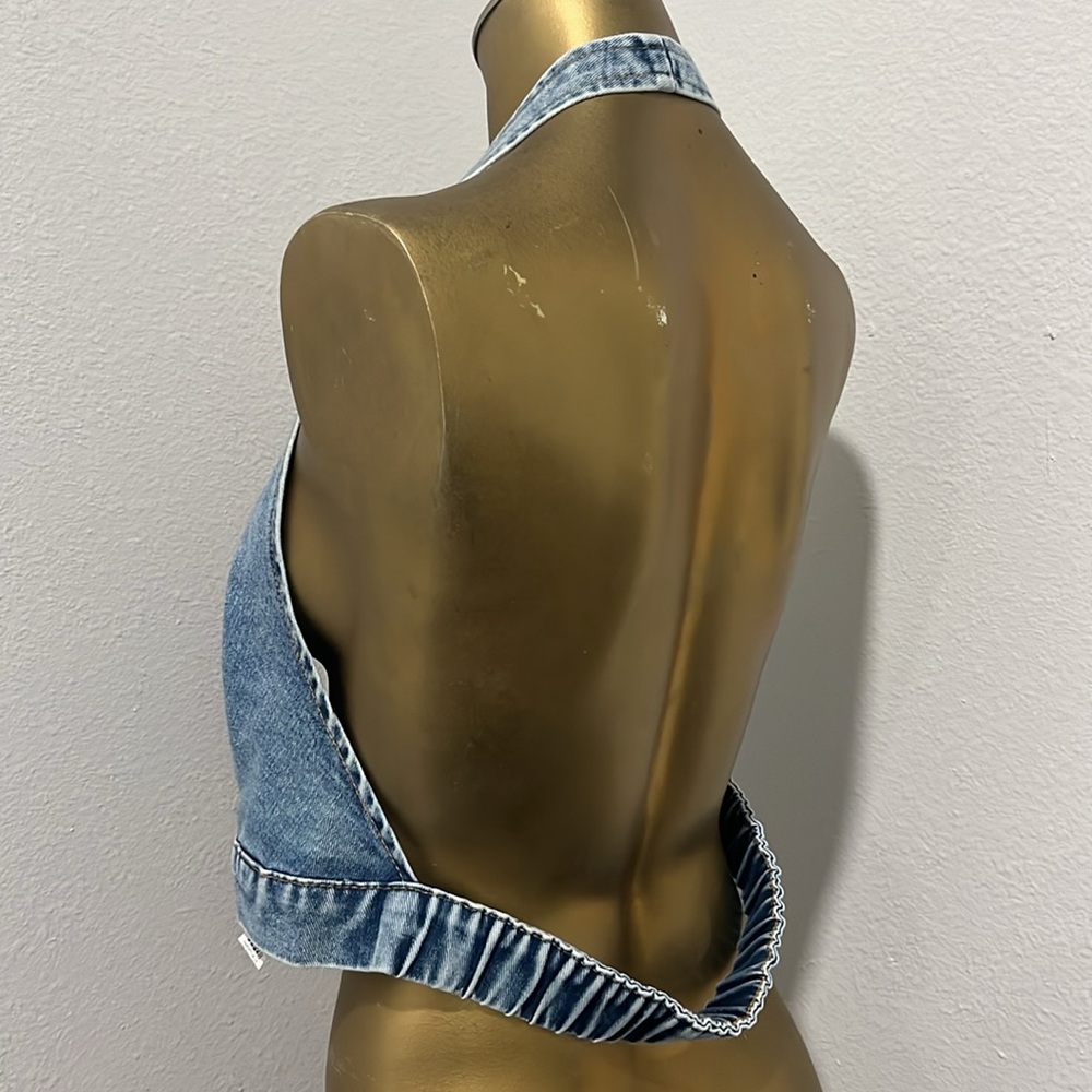 DENIM BACKLESS TOP - Picture 4 of 5